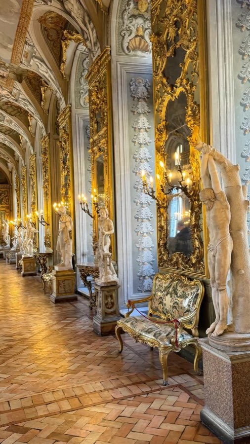The gilded hall of mirrors in the Galleria Doria Pamphilj